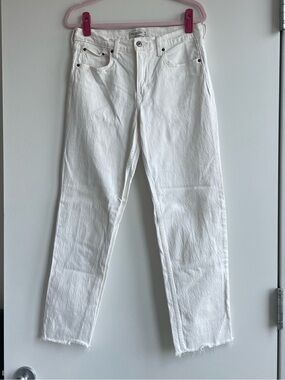 Abercrombie & Fitch White Straight Leg Jean Raw Hem